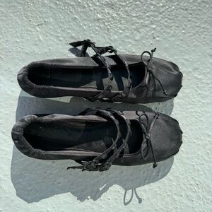 Mango Black Ballet Flats with Straps